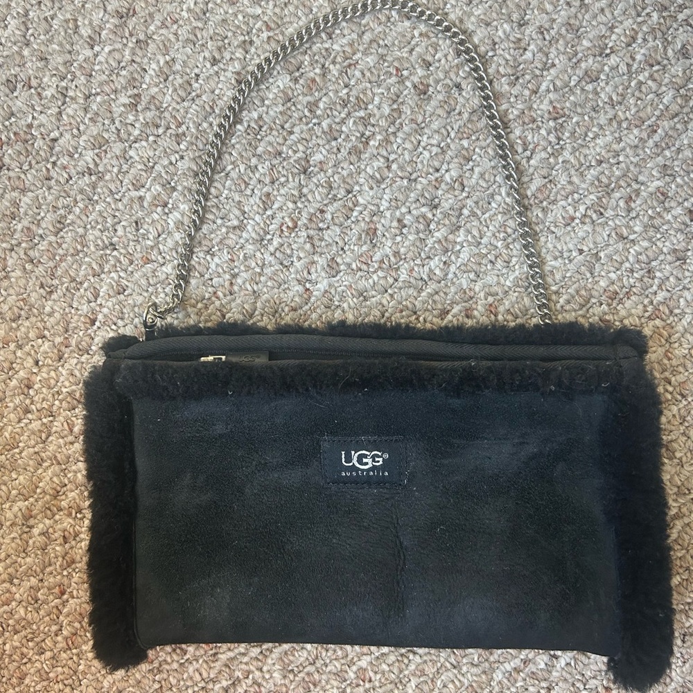 UGG Black Shearling Shoulder bag with Chain